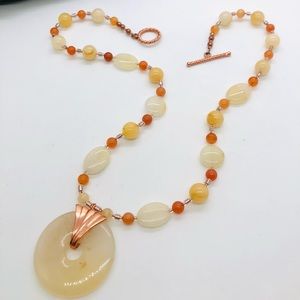 Vintage Polished Jade Stone Necklace